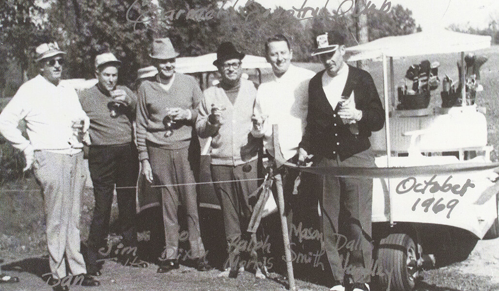 old photo of golfers on south course